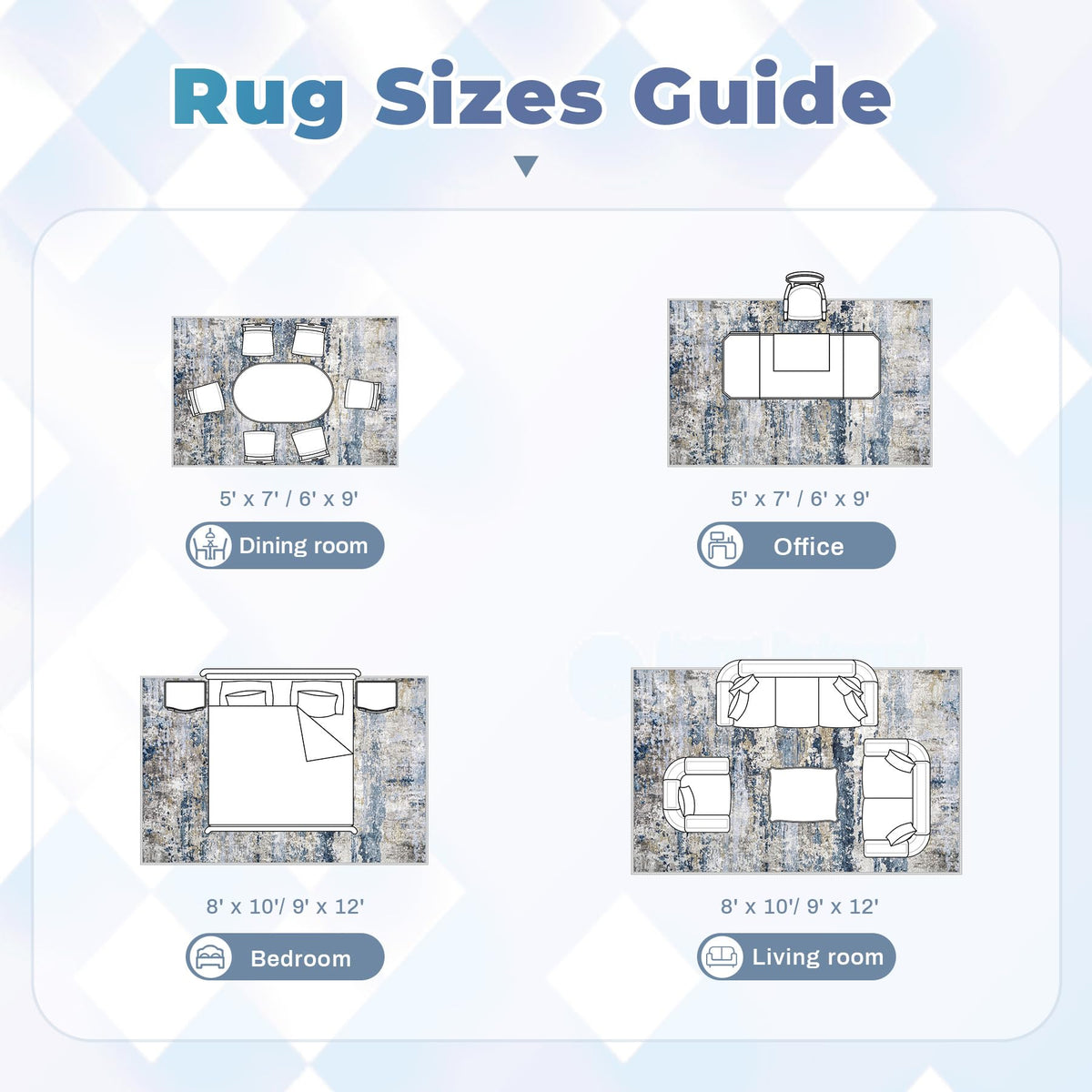 pmtsns Area Rug 5x7 low-pile design resists curling and lies flat.