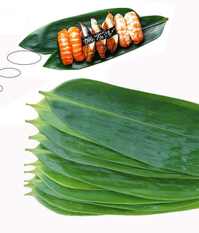 PNANA bamboo leaves for sushi presentation, 12-inch length.