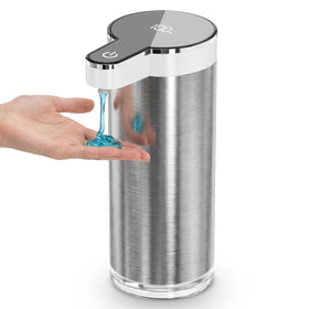 Poaoed automatic liquid soap dispenser front view for modern kitchens.