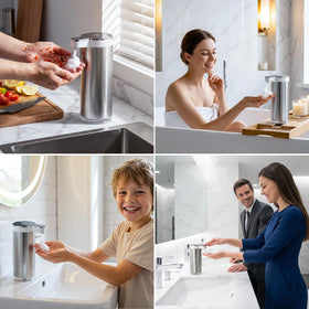 Poaoed wall-hanging design for flexible placement beside sinks.