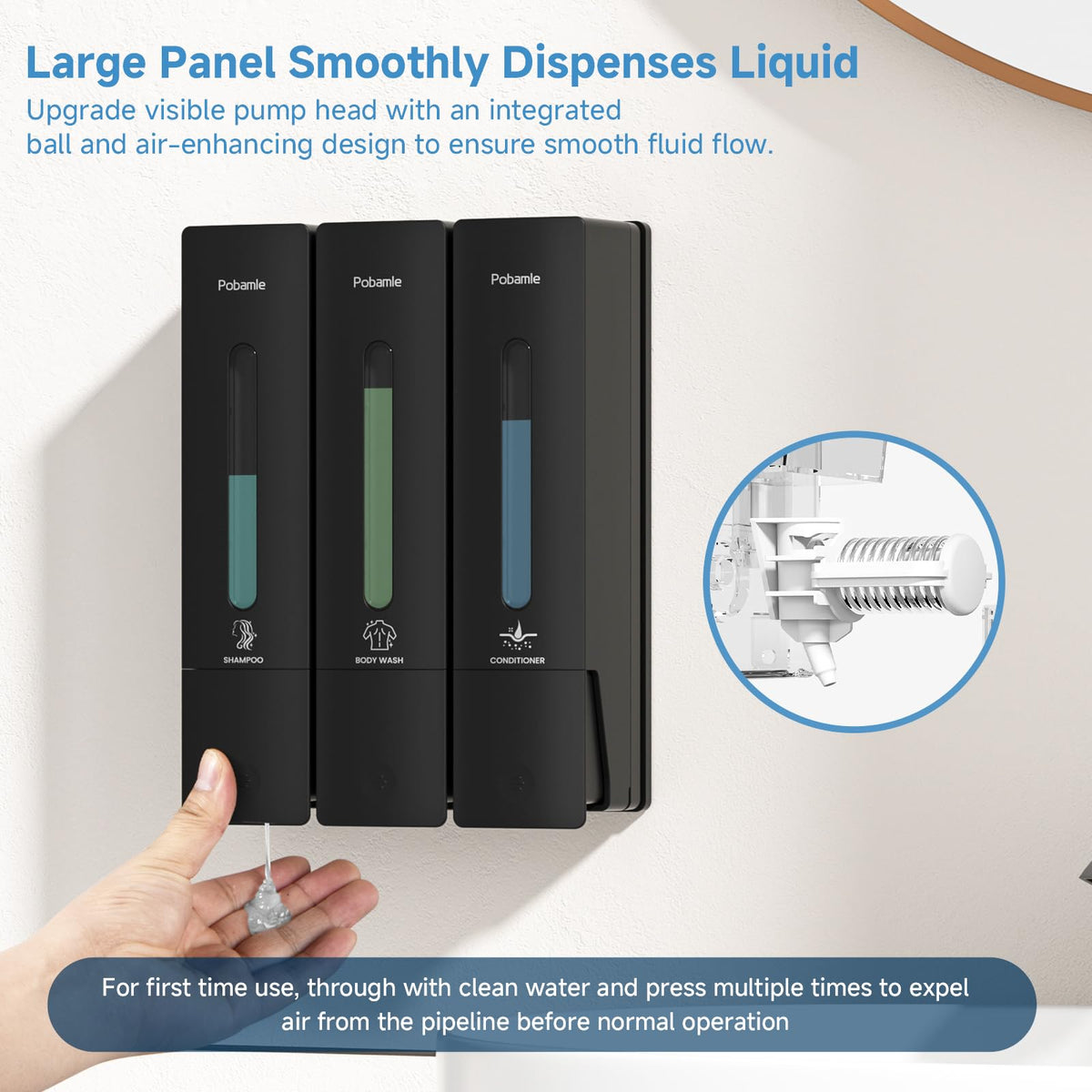 POBAMLE removable inner bottles simplify cleaning and refilling.