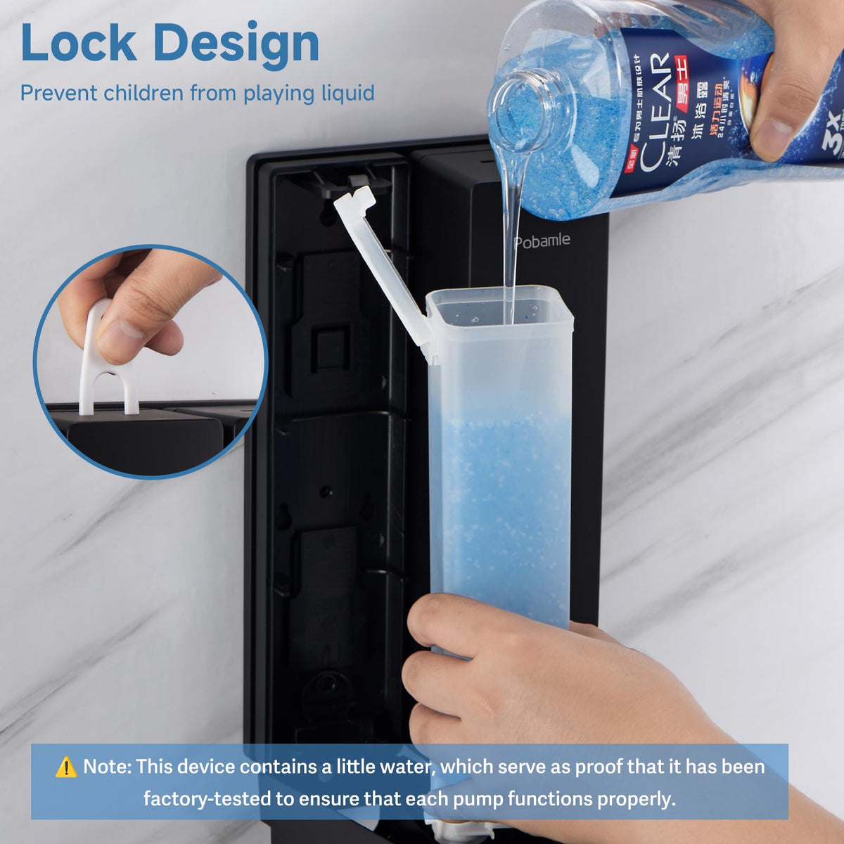 POBAMLE no-drill adhesive install option for quick bathroom setup