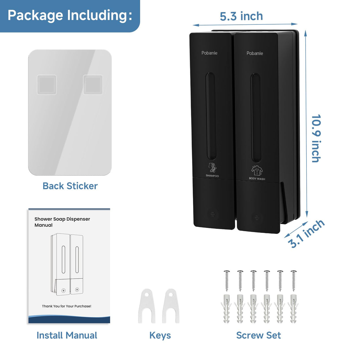 POBAMLE 800ml capacity reduces refills during busy hotel or gym moments