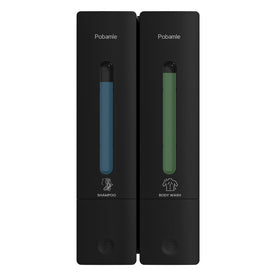 POBAMLE shampoo dispenser wall-mounted front view with dual 400ml chambers