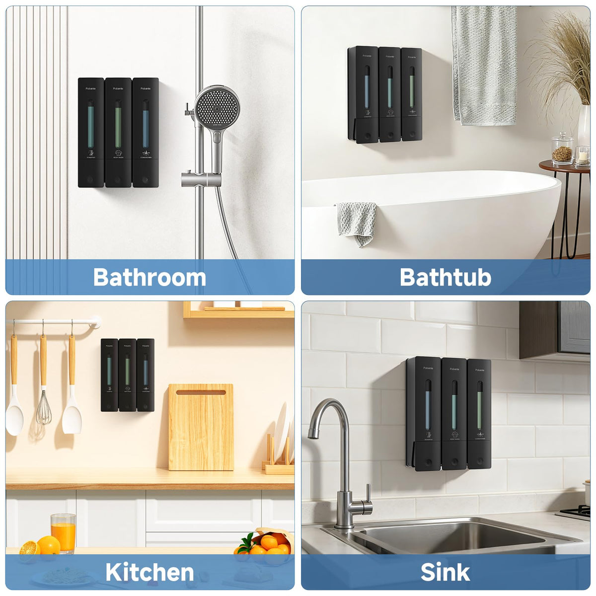 POBAMLE top-locking mechanism prevents spills and tampering in busy bathrooms.