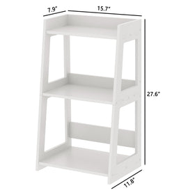 POBOMULI ladder shelf in laundry room storing detergents and supplies