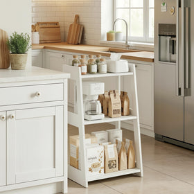 POBOMULI white plant stand with greenery on multiple levels
