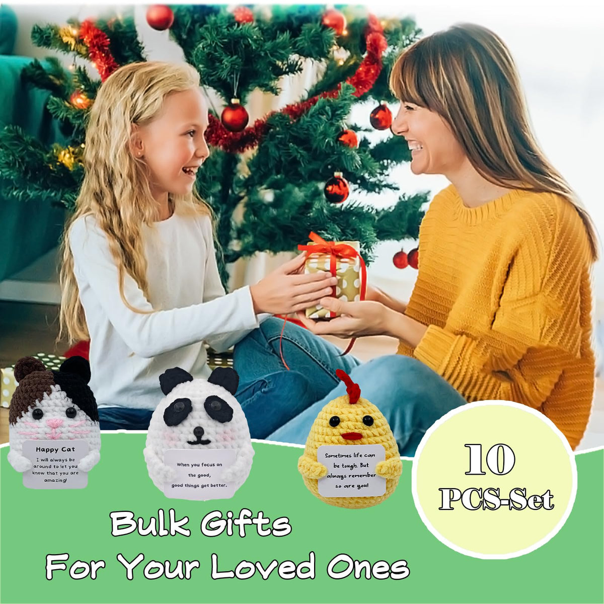 PoccroToys crochet bear mini figure, durable gift and cozy display piece.