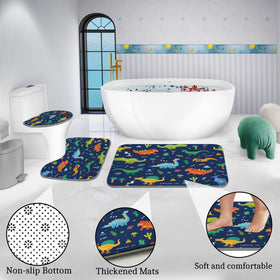 Poedist dinosaur toilet lid cover completes the cohesive playful bathroom ensemble.