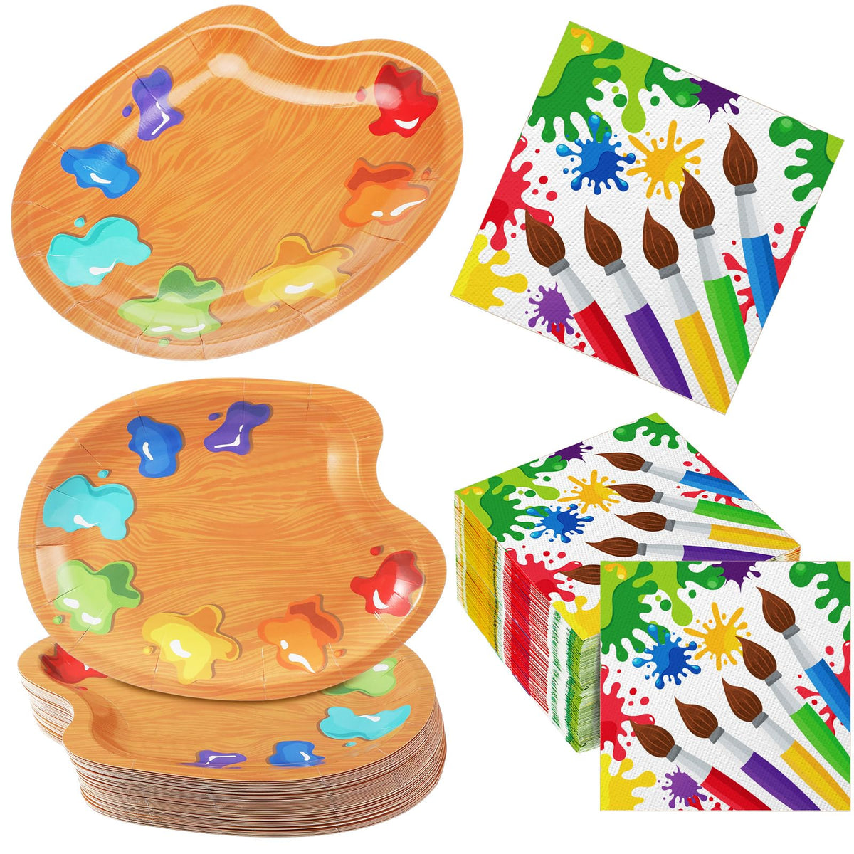 Poen art birthday plates with palette shape for festive dining and easy cleanup