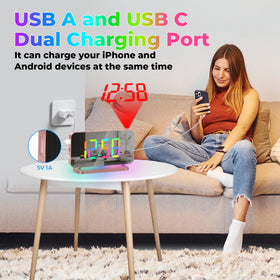 Poeroa projector clock LED color display with adjustable brightness.