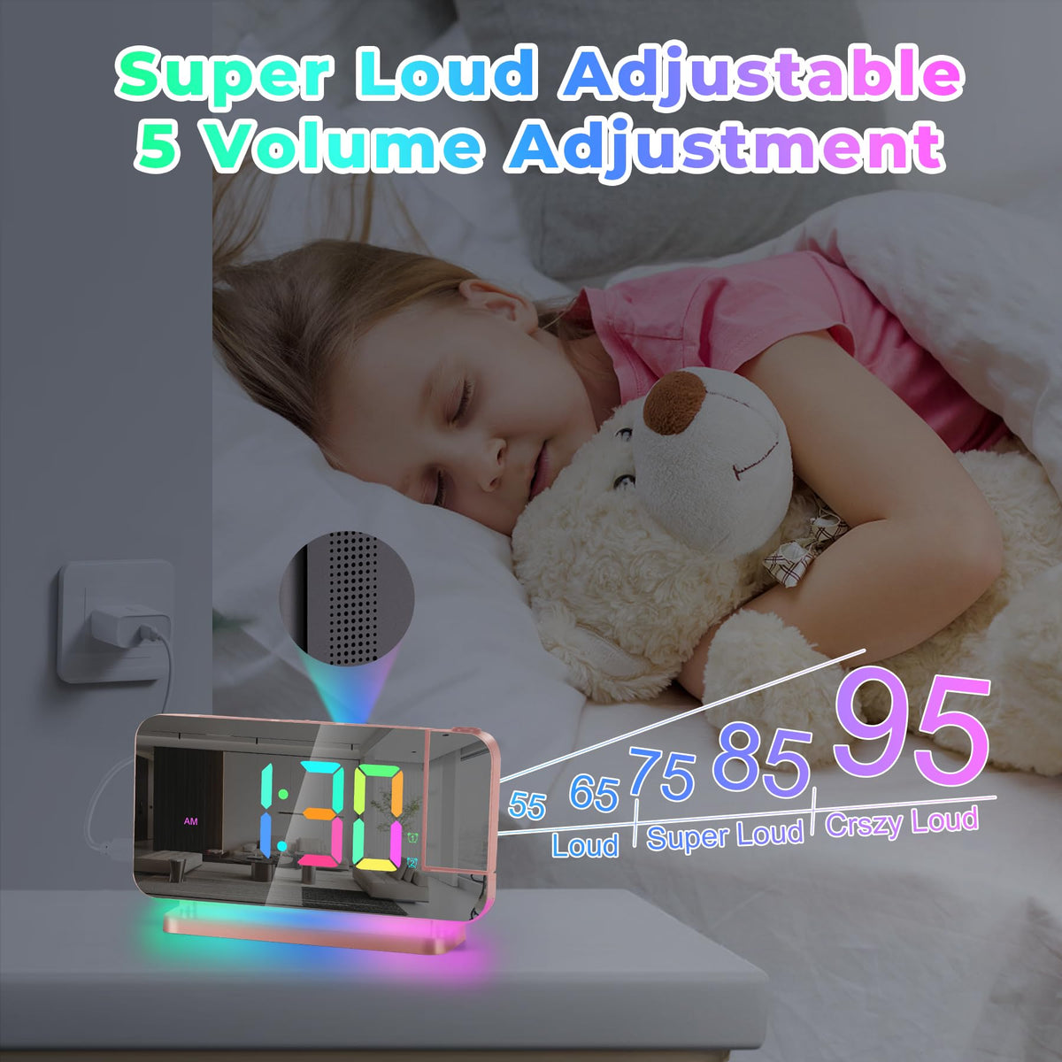 Poeroa projector clock snooze and 12/24h mode for convenience.