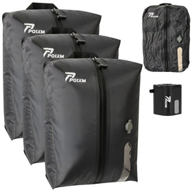 POIXM vacuum bags travel with pump demonstrate quick compression for efficient packing.