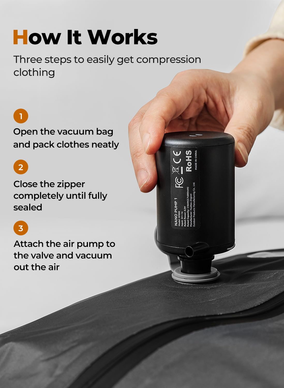 POIXM wireless pump USB-C seals bags quickly and cleanly.
