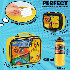 Pokemon backpack-friendly lunch set is easy to carry to school or daycare.