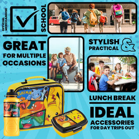 Pokemon insulated lunch bag in yellow is lightweight for everyday use.