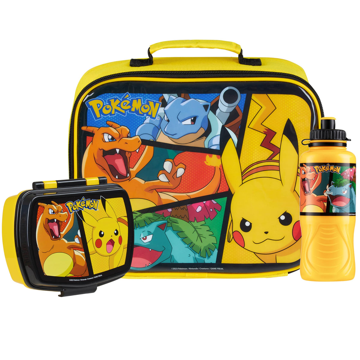 Pokemon Pikachu yellow lunch bag keeps snacks fresh for school days.