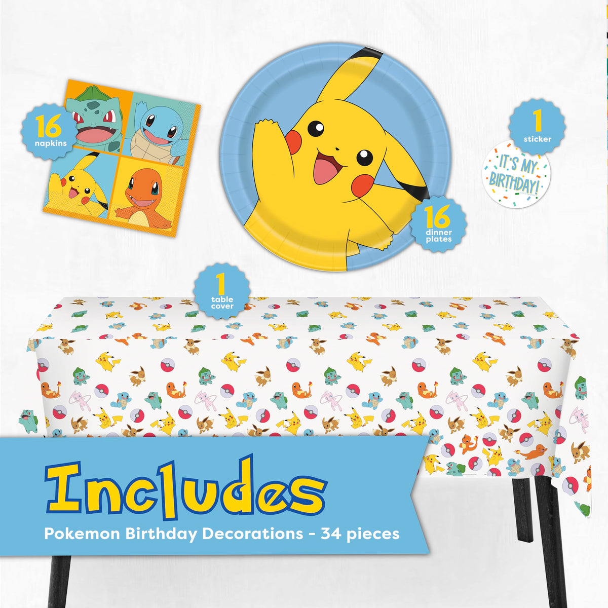 Pokemon plates nine-inch heavyweight paper for easy serving and mess-free cleanup.