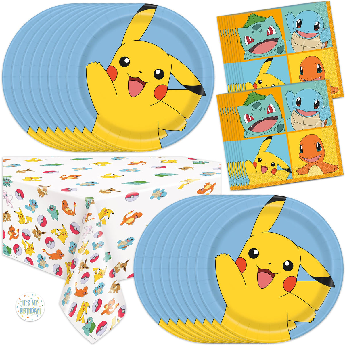 Pokemon tablecover 54x84 inches creates a cohesive party backdrop and clean dining surface.