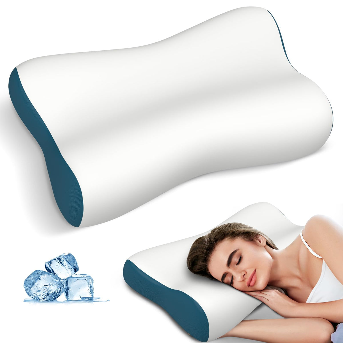 Polovo cervical neck pillow contours to support neck and spine alignment.