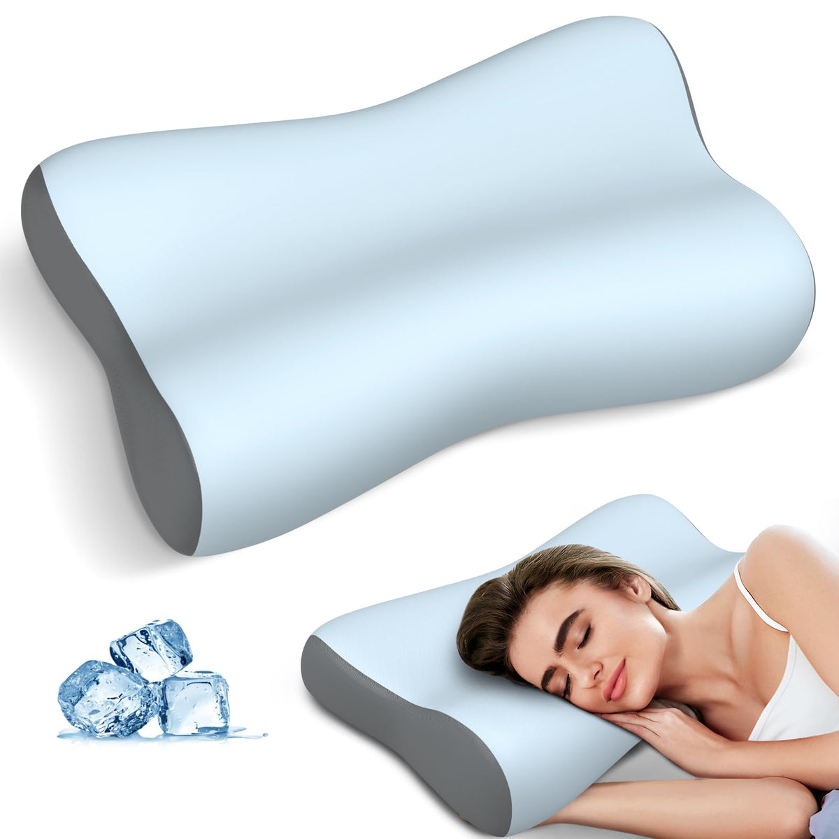 Polovo cervical pillow front view showing ergonomic neck support for sleep.