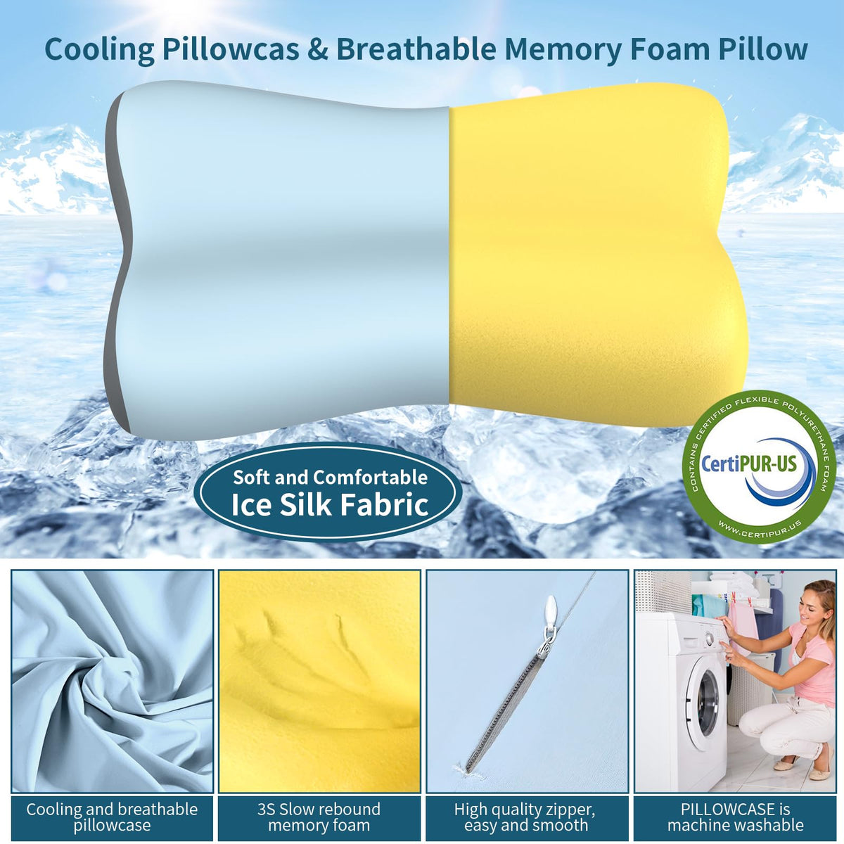 Polovo cervical pillow side profile illustrating alignment for side sleepers.