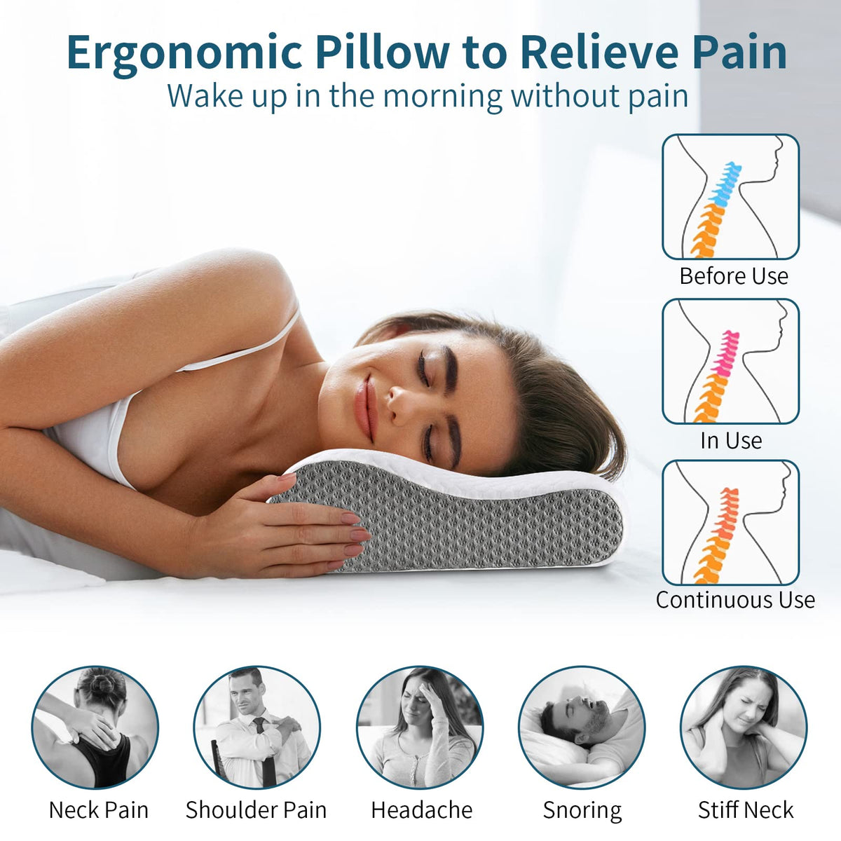 Polovo ergonomic cervical curve fit supports head, neck, and shoulders for alignment.