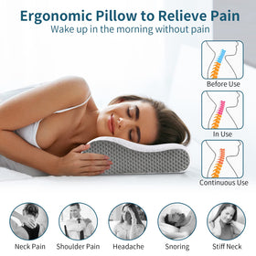 Polovo ergonomic cervical curve fit supports head, neck, and shoulders for alignment.