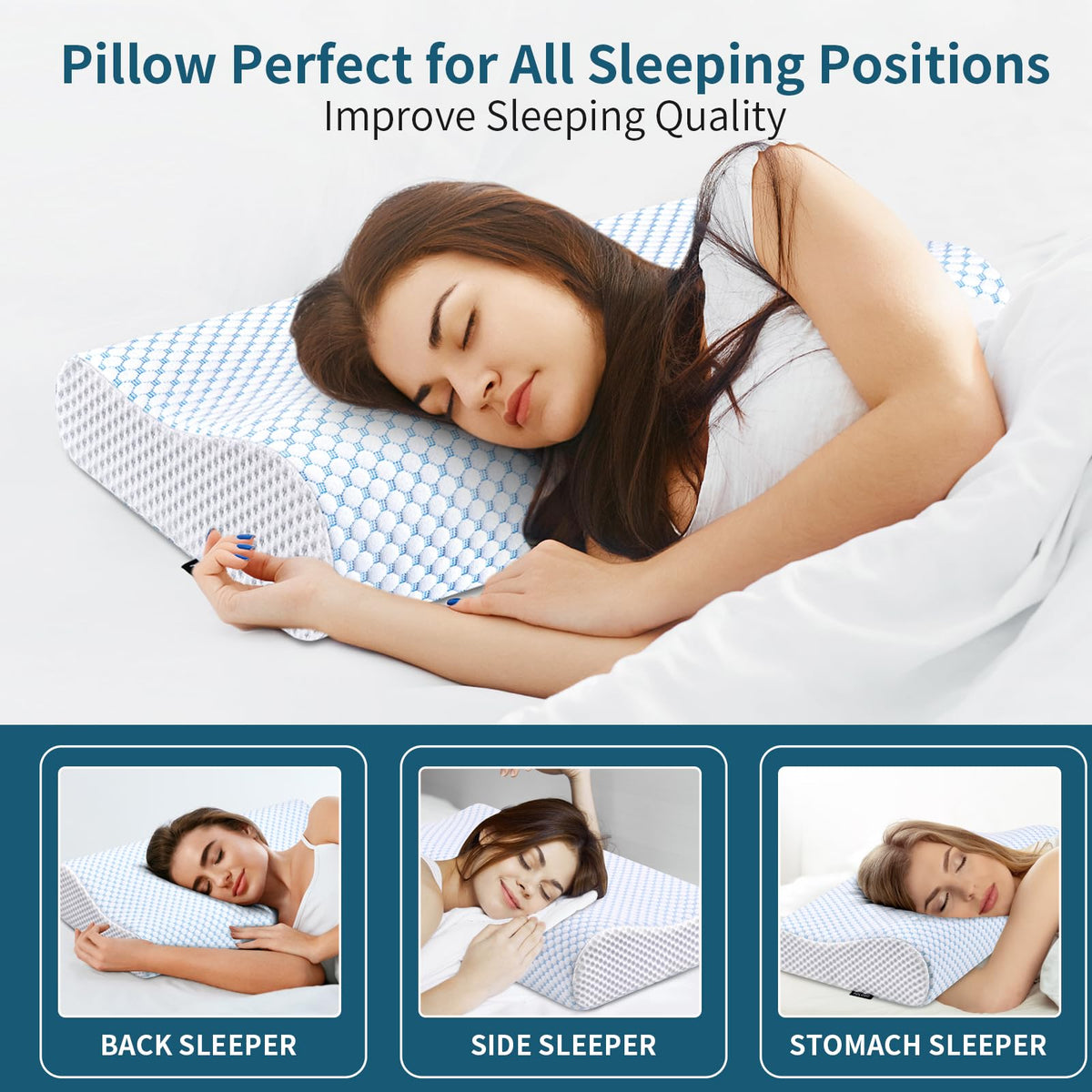 Polovo contour pillow highlighting ergonomic neck and shoulder relief.