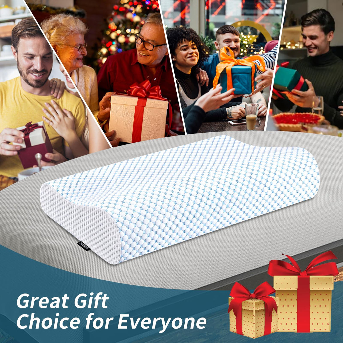 Polovo memory foam pillow gift-ready packaging for loved ones.