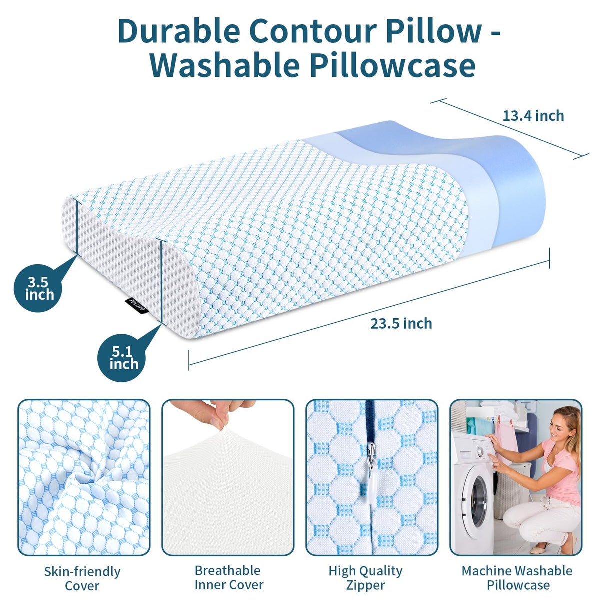 Polovo memory foam pillow demonstrating slow rebound comfort.