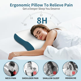 Polovo memory foam pillow offers two height options for personalized comfort.