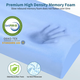 Polovo memory foam pillow showing two heights for customization.