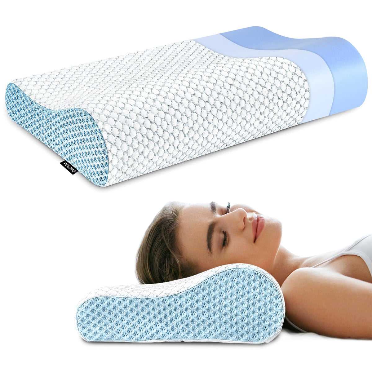 Polovo neck pillow contour memory foam provides personalized neck support for sleep.