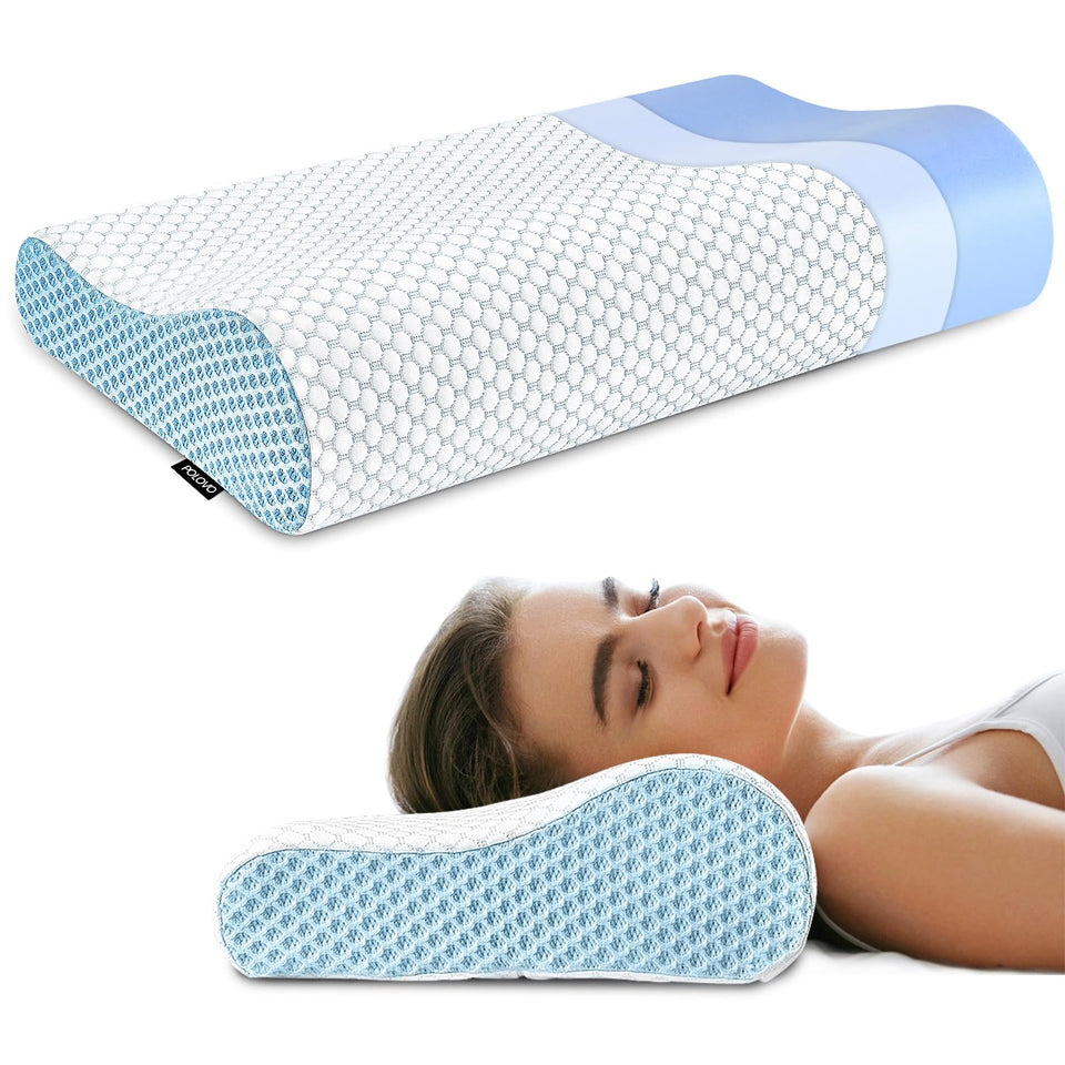 Polovo neck pillow contour memory foam provides personalized neck support for sleep.