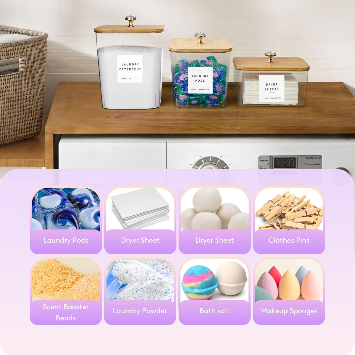 POLRAI bamboo lids for square jars add natural style and a snug seal