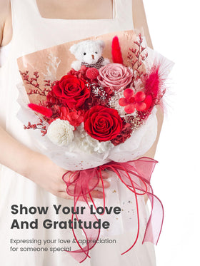 Polylove bear gift box with flowers, a cute keepsake for special occasions.