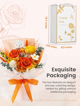 Polylove Forever Flower Bouquet with bear gift box, ready for romantic surprises.