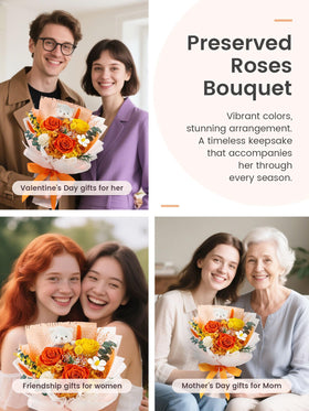 Polylove Forever Flower Bouquet in orange tones enhances modern home ambiance.