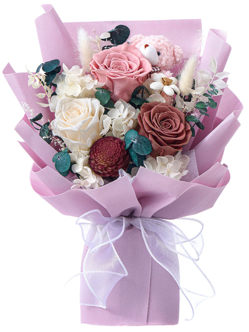Polylove Forever Flower Bouquet with preserved roses showcases vibrant color for lasting elegance
