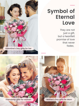 Polylove hand-made bouquet in a decorative box, premium gifting experience.