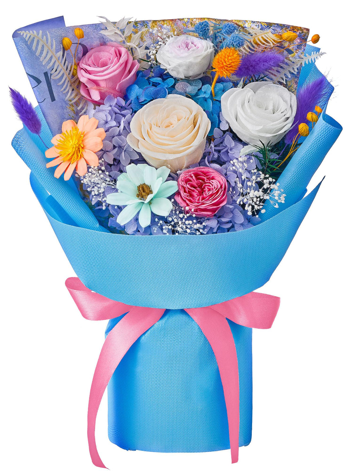 Polylove Mothers Day bouquet with pink champagne roses for long-lasting beauty