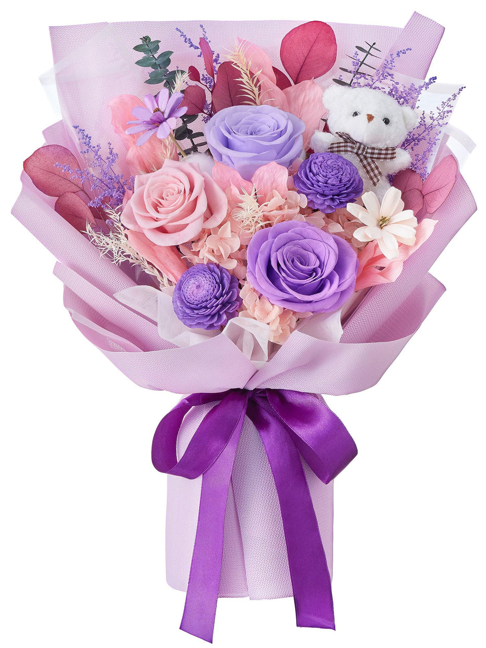 Polylove preserved flowers bouquet with vibrant colors for lasting display.