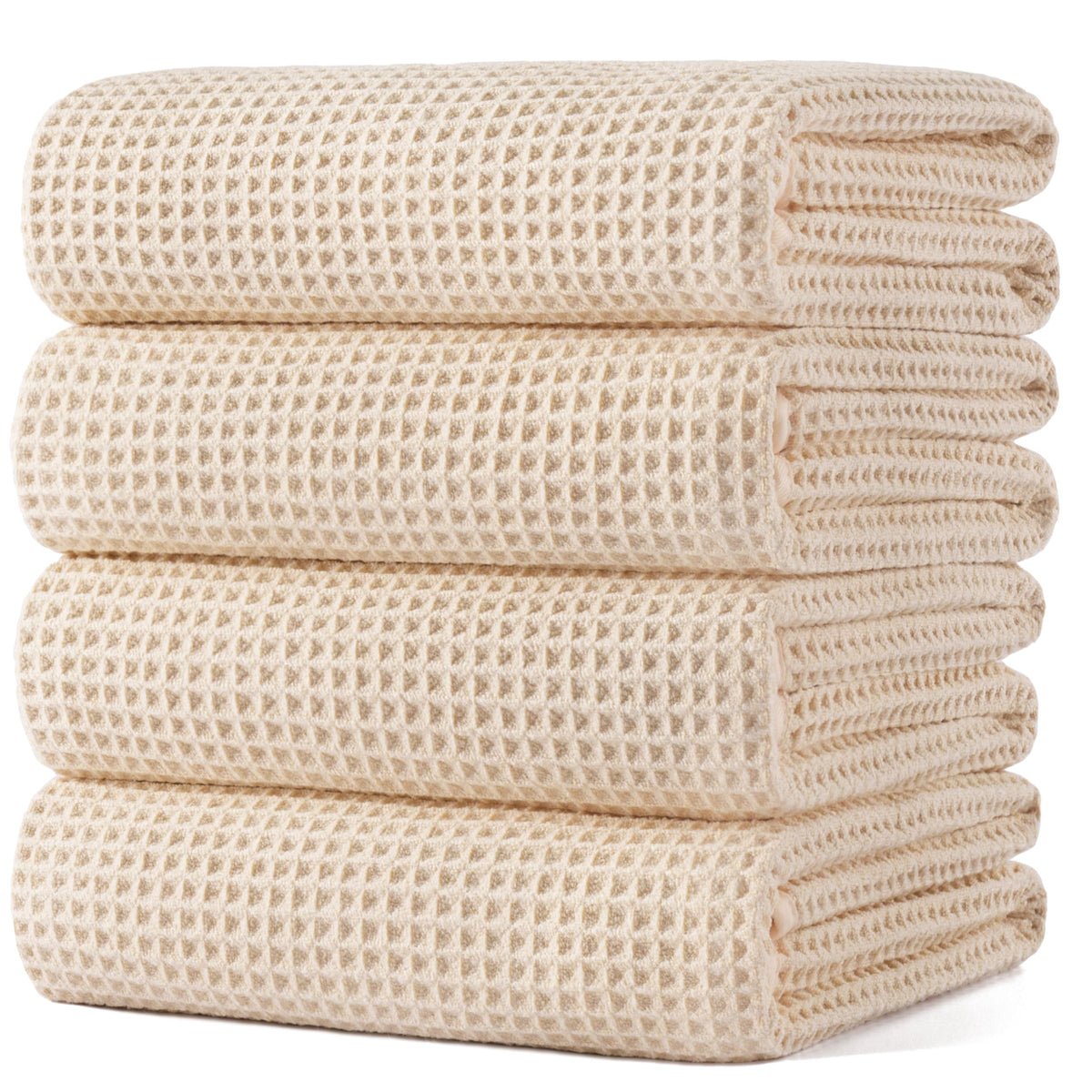 POLYTE 430gsm waffle towel close-up showing ultra-soft touch for spa-like mornings.