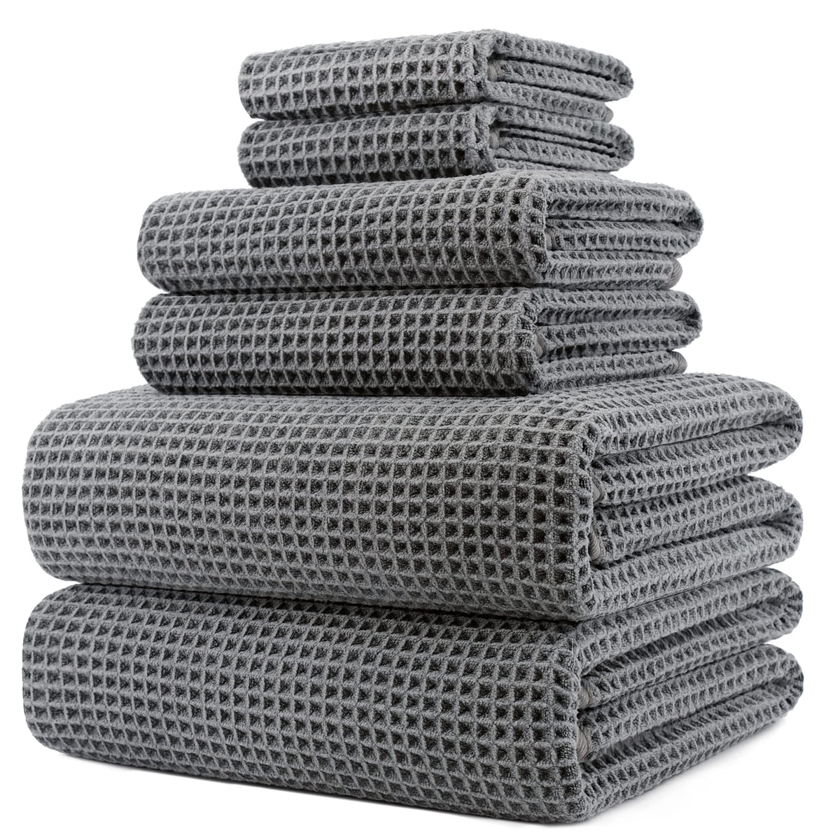 POLYTE bath towel 30x60 oversize waffle weave for rapid drying after showers