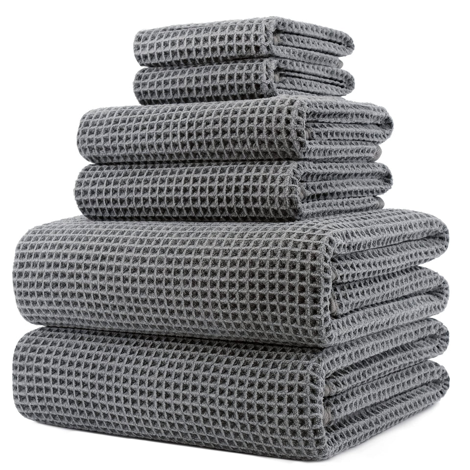 POLYTE bath towel 30x60 oversize waffle weave for rapid drying after showers