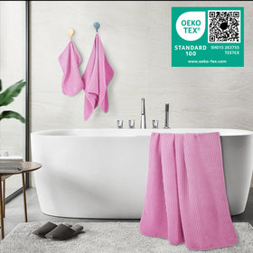 POLYTE deluxe 6-piece towel set showcases full coverage and absorbency.
