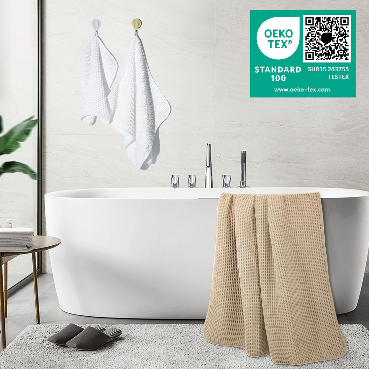 POLYTE deluxe microfiber hand towels 16x30 offer easy drying and compact storage.