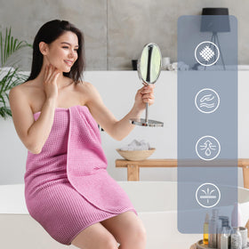POLYTE hanging loop design keeps towels organized and ready to air-dry.