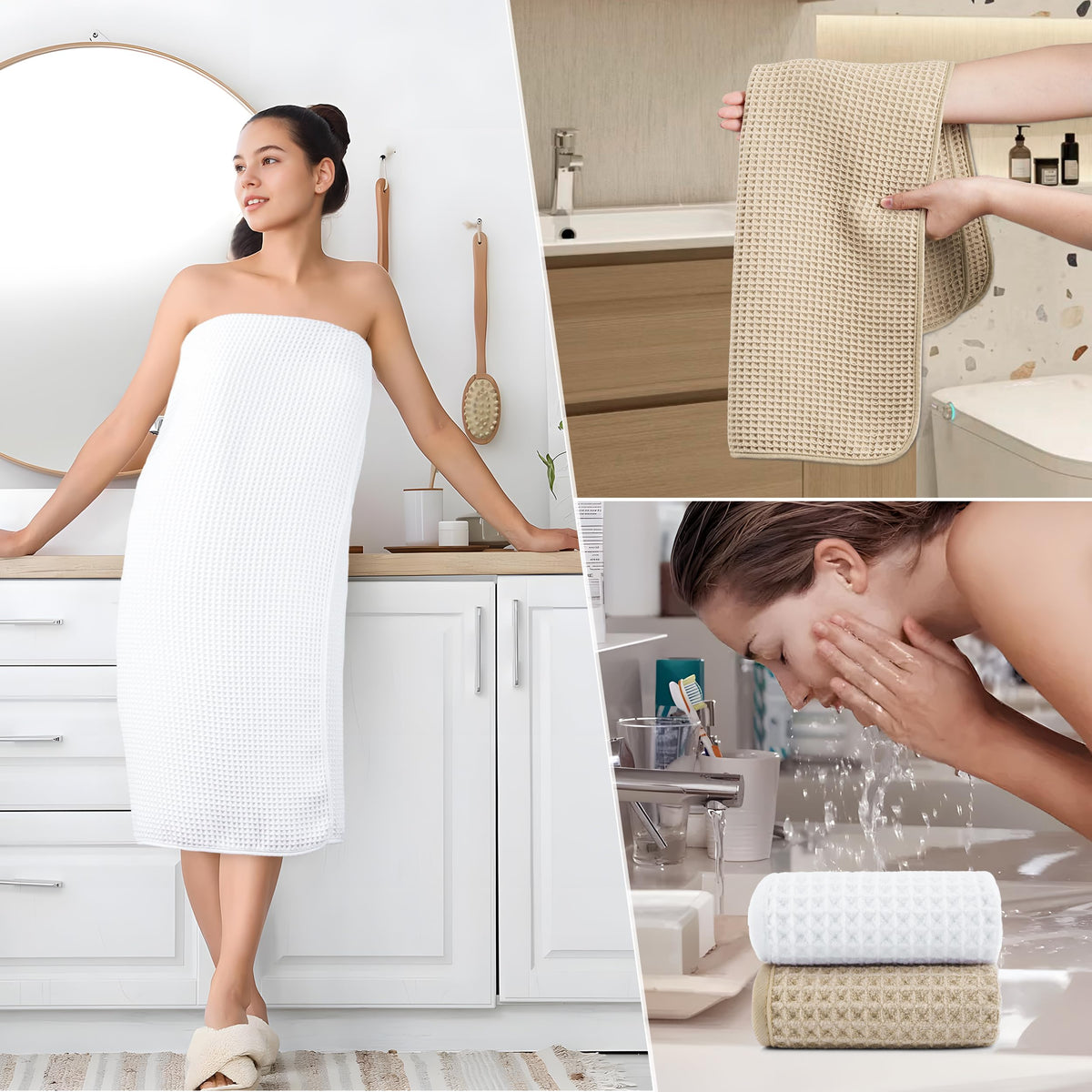 POLYTE satin-edged towels with rounded corners for a smooth touch.